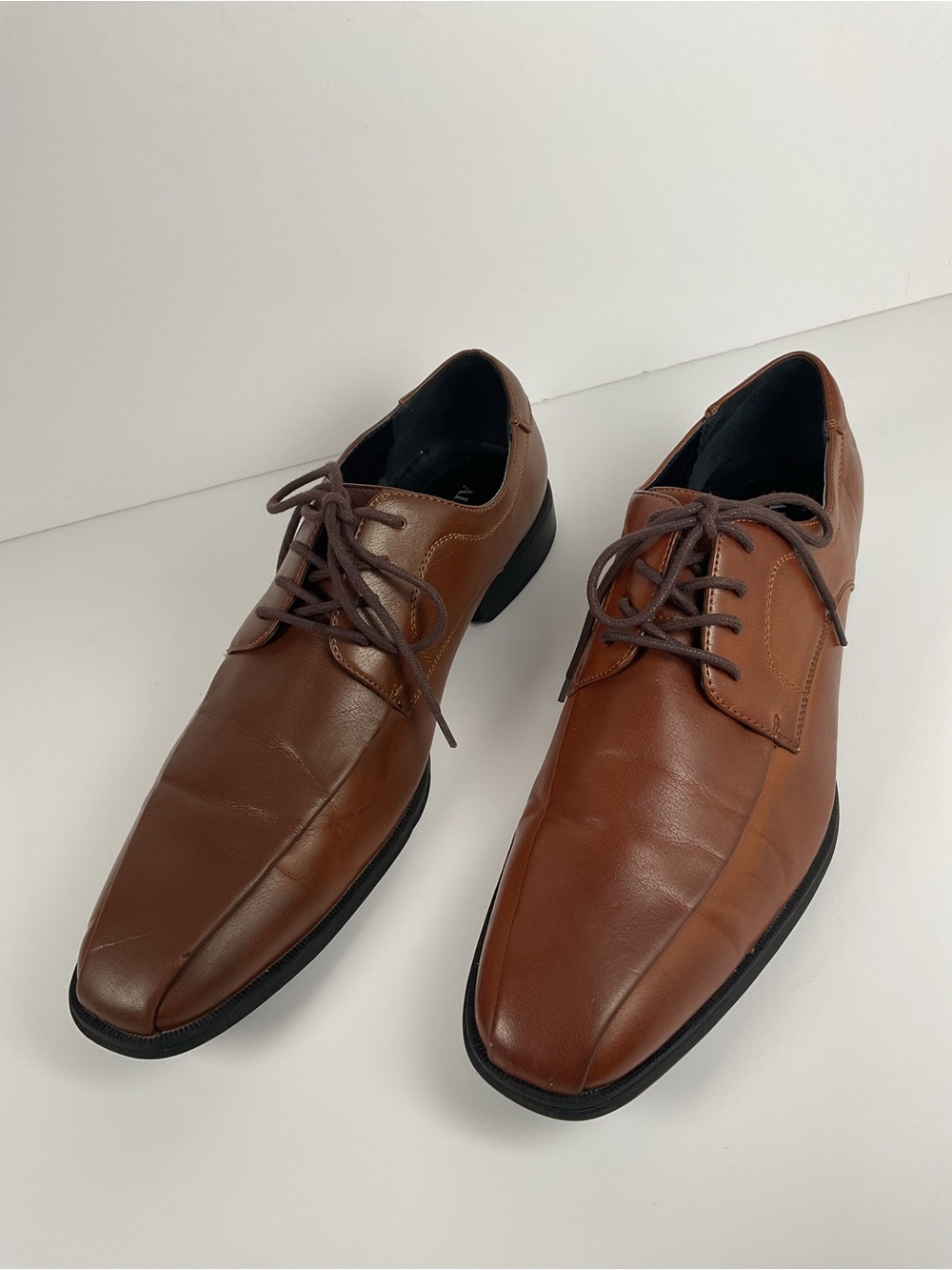 Alfani Seth Men’s 10.5M Brown Square Toe Lace Up Oxford Dress Shoes